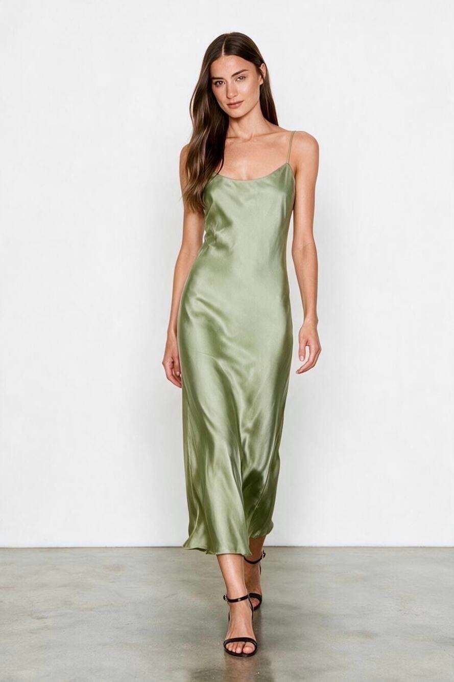 J. Crew Women's Gwyneth Cupro-Blend Slip Dress Sleeveless Green Size 12 NWT